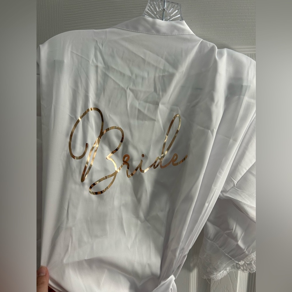 Bride Robe “Bride" On Back In Rose Gold - OS - Picture 3 of 4